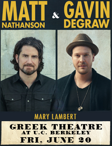 Gavin Degraw & Matt Nathanson at Greek Theatre Berkeley